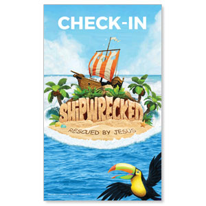 Shipwrecked Check In 3 x 5 Vinyl Banner
