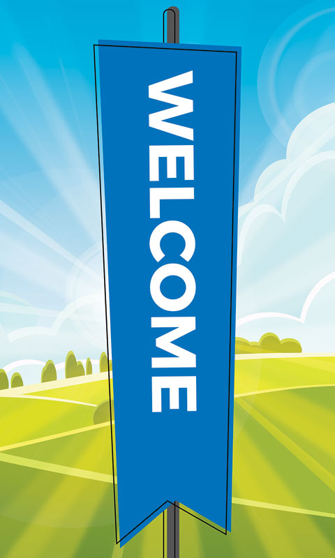 Banners, Welcome, Bright Meadow Welcome, 3 x 5