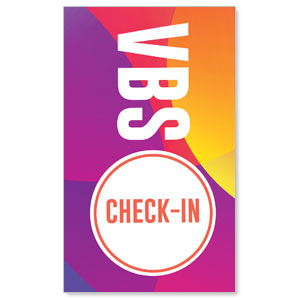 Curved Colors VBS Check-In 3 x 5 Vinyl Banner