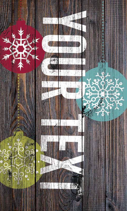 Banners, Christmas, Dark Wood Christmas Ornaments Your Text, 3 x 5