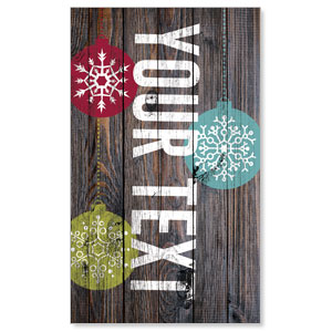 Dark Wood Christmas Ornaments Your Text 3 x 5 Vinyl Banner
