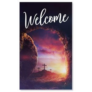 Dramatic Tomb Easter Welcome 3 x 5 Vinyl Banner
