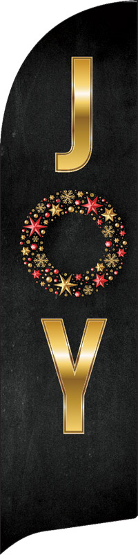 Banners, Christmas, Gold Joy Wreath, 2' x 8.5'