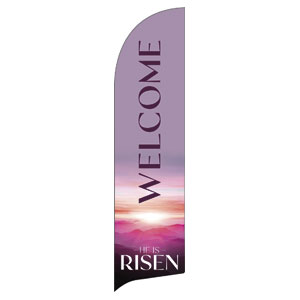 Risen Pink Sunrise Flag Banner