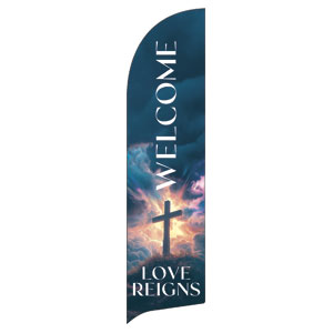 Love Reigns Cross Flag Banner