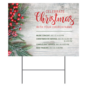 Christmas Branches and Berries 18"x24" YardSigns
