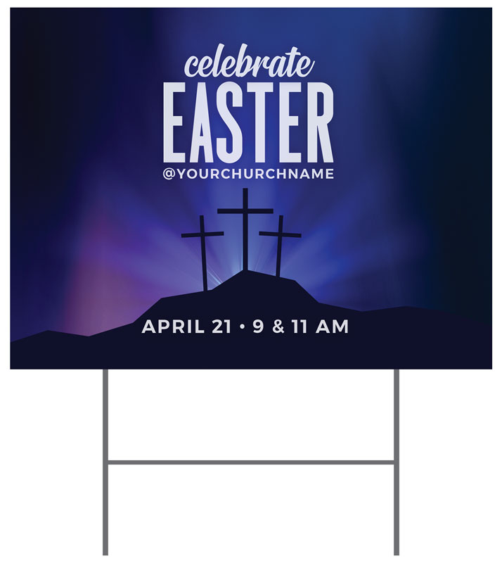 Yard Signs, Easter, Aurora Lights Celebrate Easter, 18 x 24