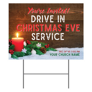 Drive In Christmas Candle 18"x24" YardSigns