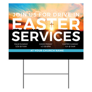 Drive In Easter Services 18"x24" YardSigns