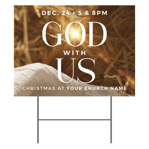 God With Us Manger Gold 18"x24" YardSigns